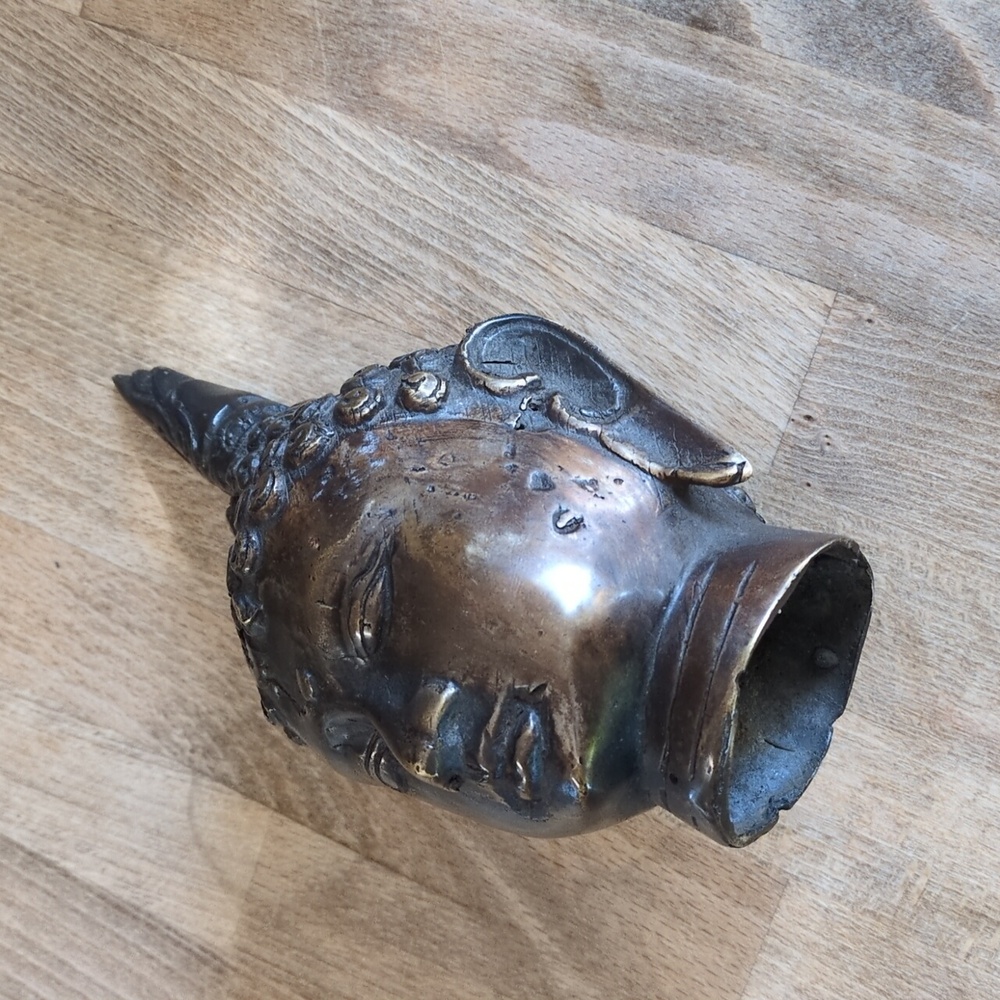 Bronze Buddha Head Sculpture - Picture 4 of 5
